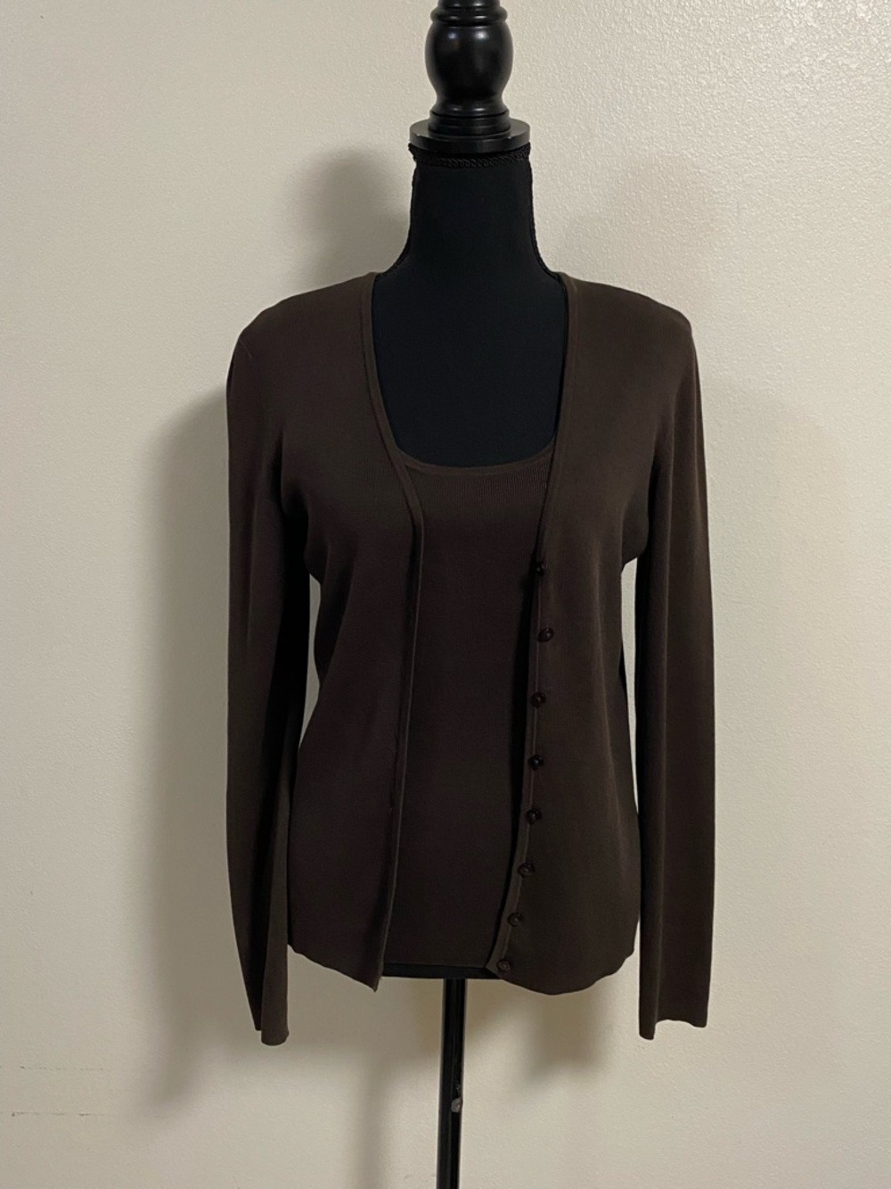Ann Taylor Cardigan Set Women’s Size Small Brown Twinset Tank-Cardigan Set